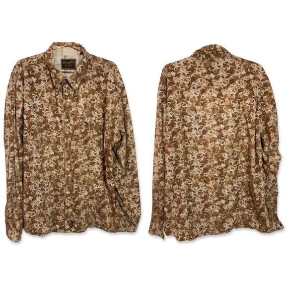 Wrangler Retro Button Down Double Pockets Pearl Snap Long Sleeve Men XXL  Brown - Picture 1 of 7